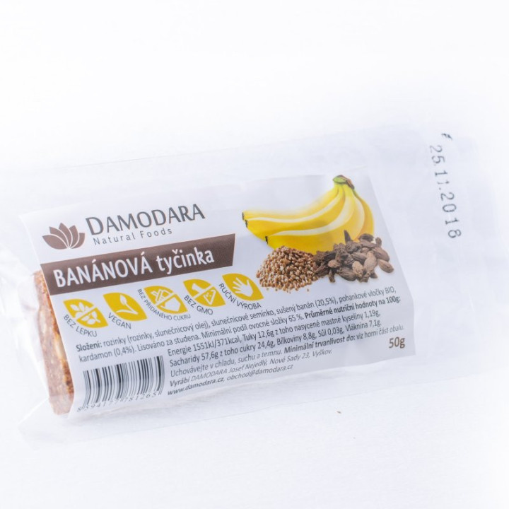Ovocná tyčinka Banánová s kardamonem (Damodara)