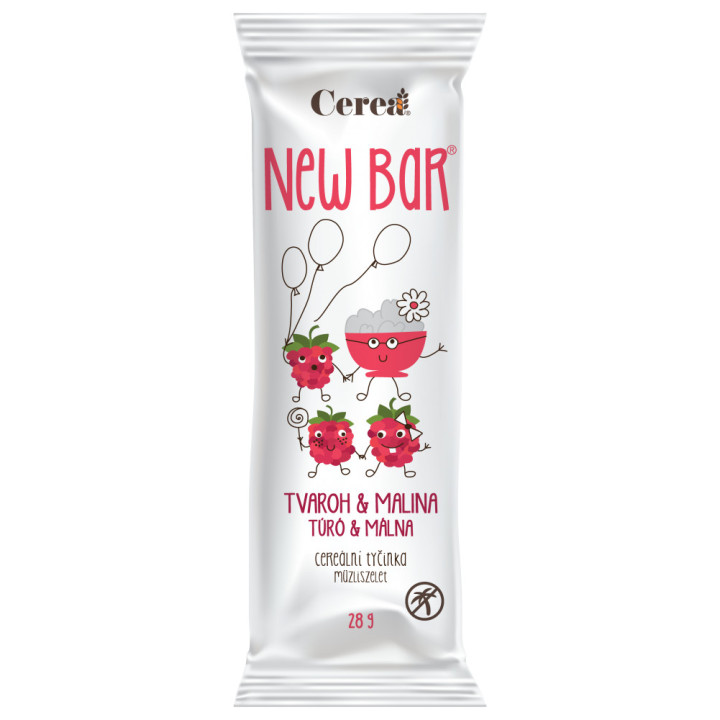 New bar tvaroh a malina 28g Cereabar