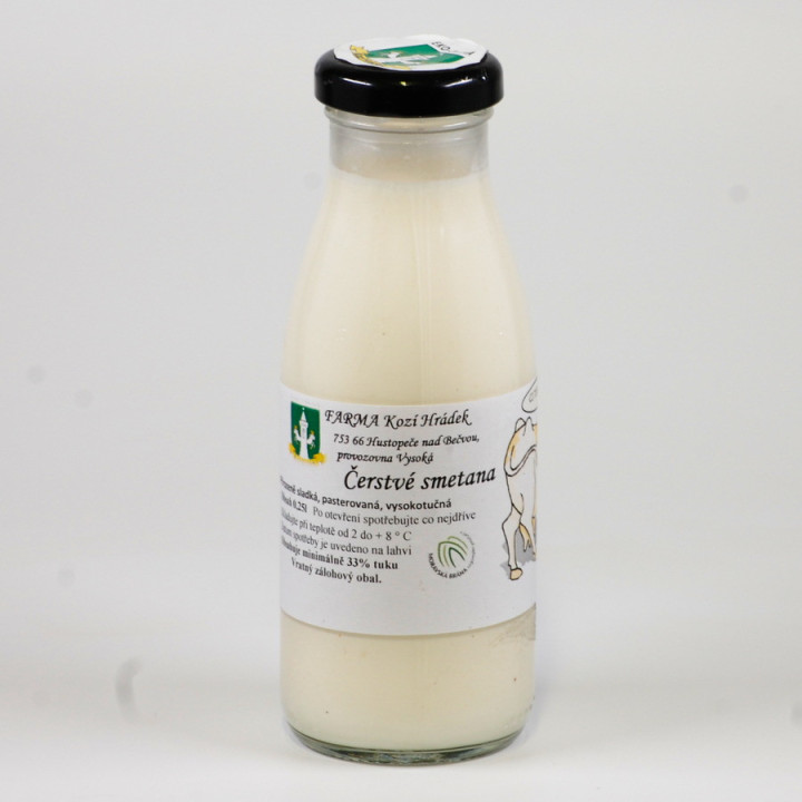 Smetana 33% 250ml  (vratné sklo) (Kozí Hrádek) 