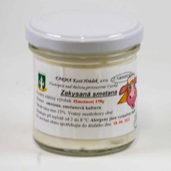 Zakysaná smetana 150g (vratné sklo) (Kozí Hrádek)