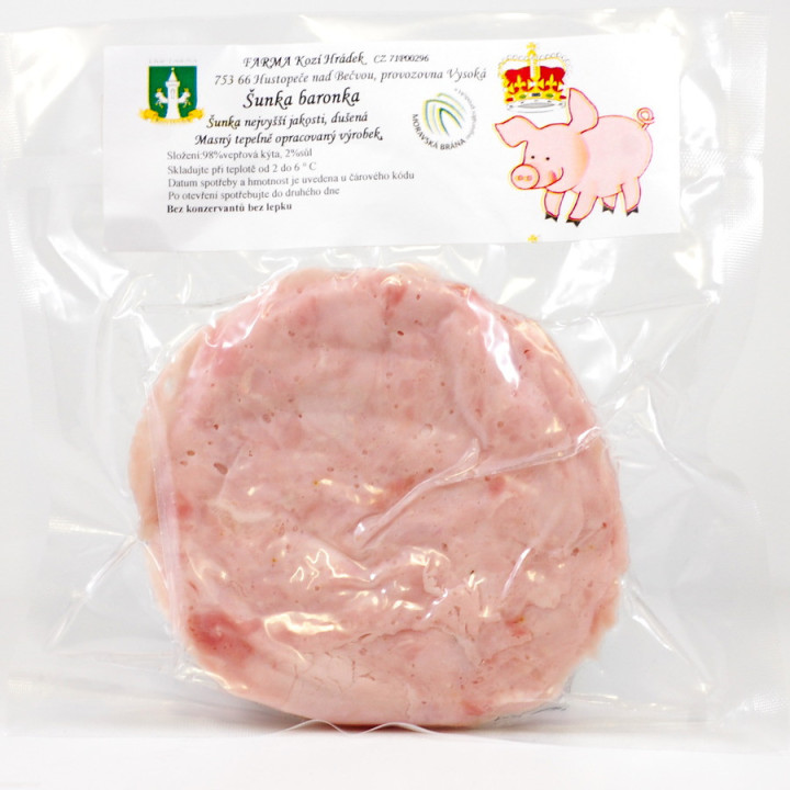 Šunka Baronka dušená krájená cca 120g (Kozí Hrádek)