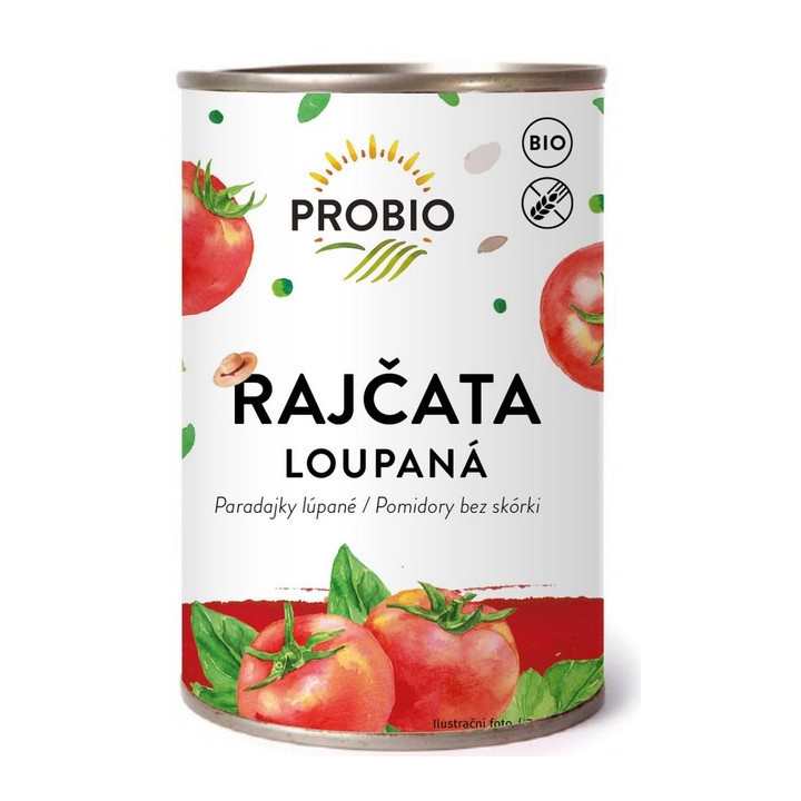 rajčata loupaná sterilovaná (v plechu) (Pro-bio)