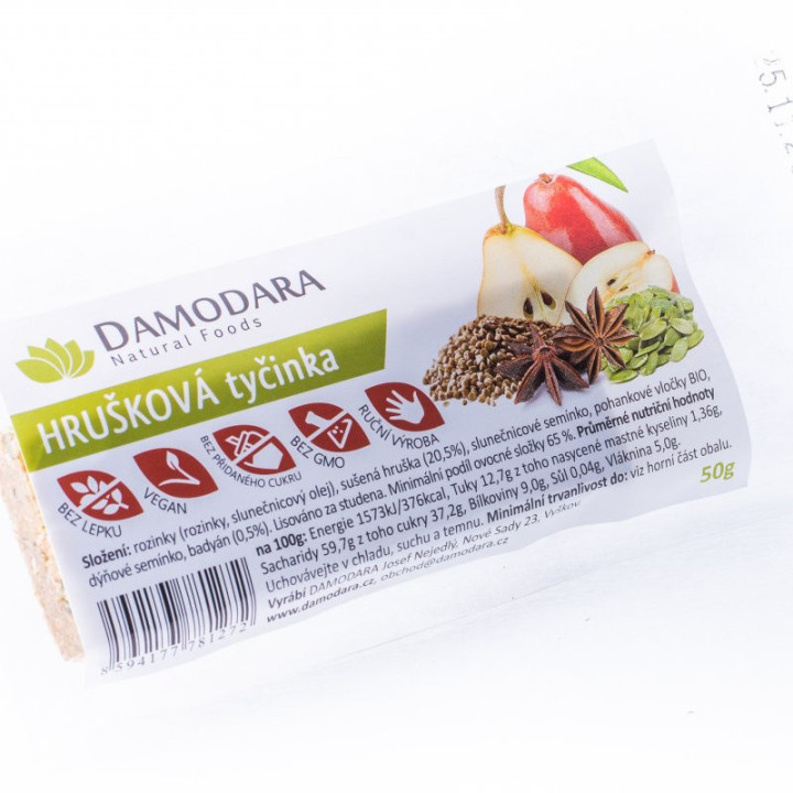 Ovocná tyčinka Hrušková s badyánem (Damodara)