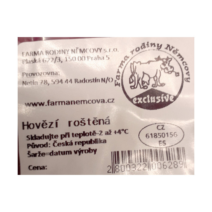 Hovězí roštěná BK 500g (Farma rodiny Němcovy)