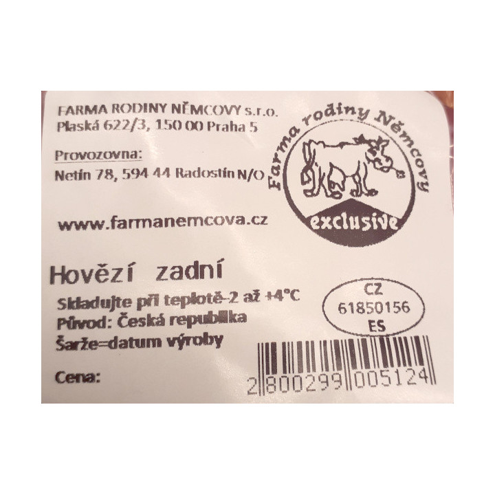 Hovězí zadní BK 500g (Farma rodiny Němcovy)