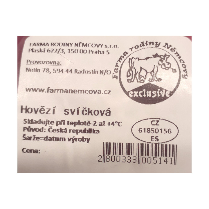 Hovězí svíčková BK 500g (Farma rodiny Němcovy)