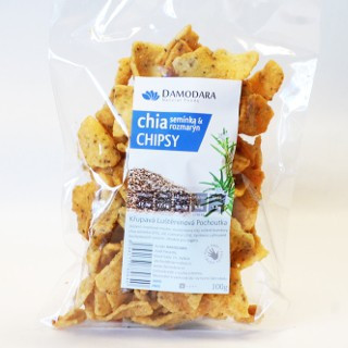 Chipsy chia semínka a rozmarýn 100g (Damodara)