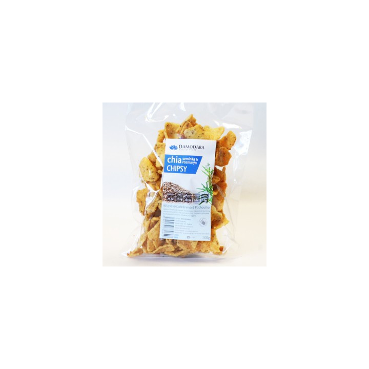 Chipsy chia semínka a rozmarýn 100g (Damodara)